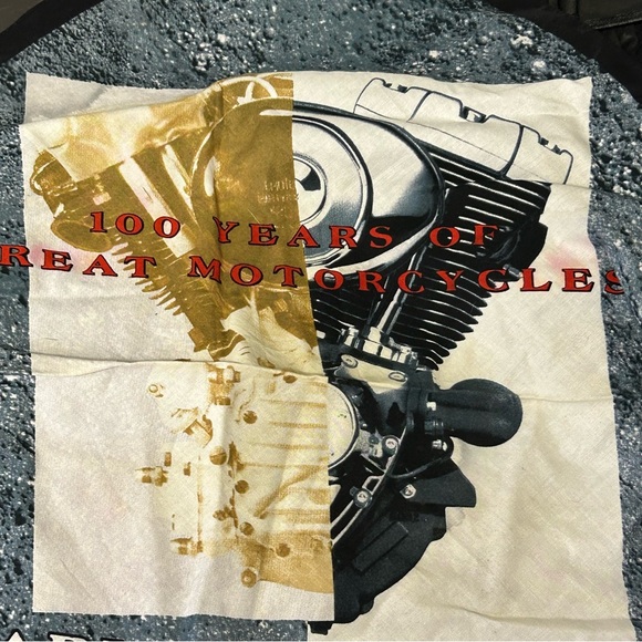 Cool Vintage Harley Davidson 100th Anniversary Bandanna with engine cut-out - Picture 9 of 16